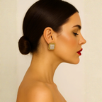 Orecchini a bottone con pavé di cristalli – Orecchini Shine Square