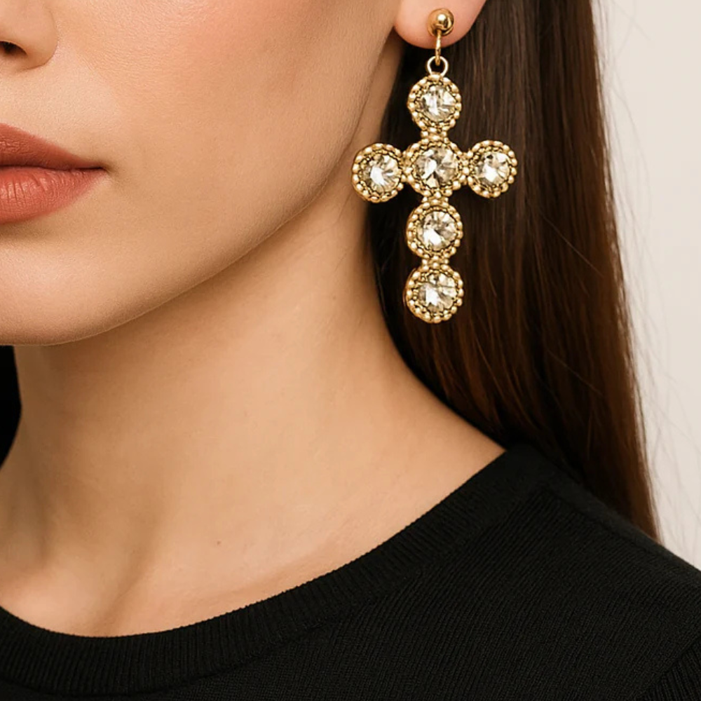 Orecchini a croce con cristalli – Orecchini Cross Shine