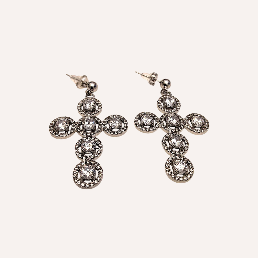 Orecchini a croce con cristalli – Orecchini Cross Shine