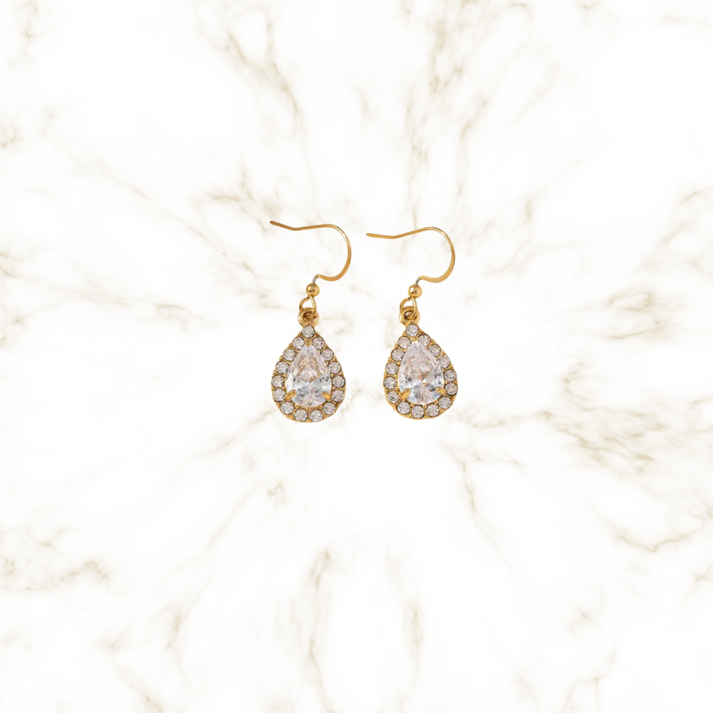 Orecchini dorati con cristalli pendenti – Orecchini Grace