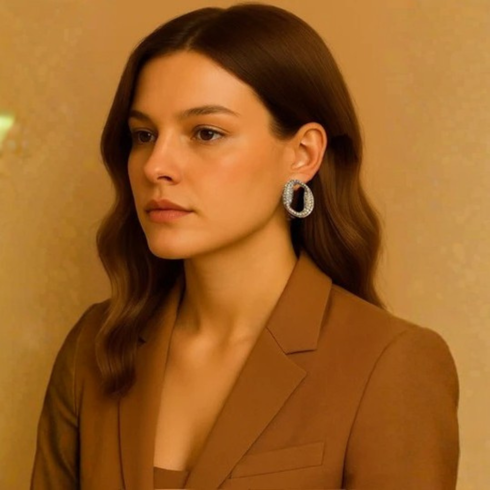 Orecchini ovali con cristalli – Orecchini Nara