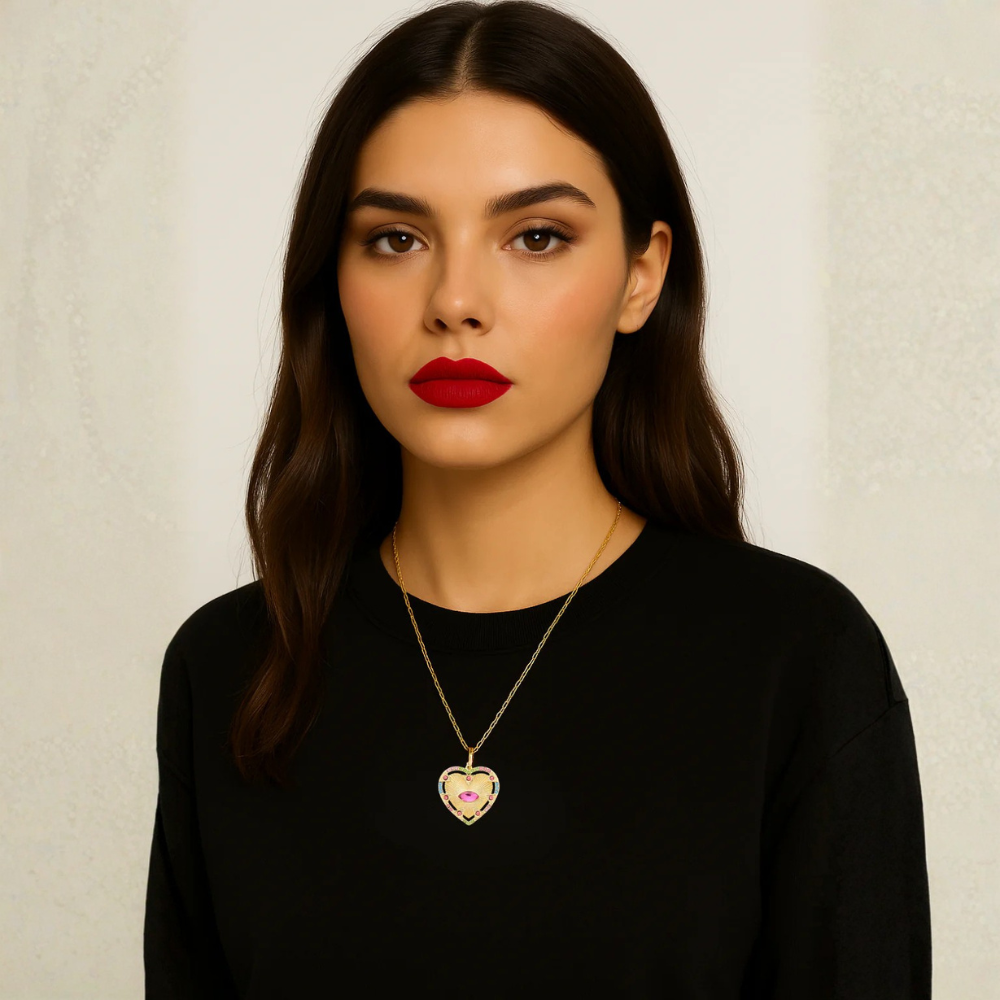 Collana con pendente a cuore e cristalli colorati – Collana Rainbow Heart