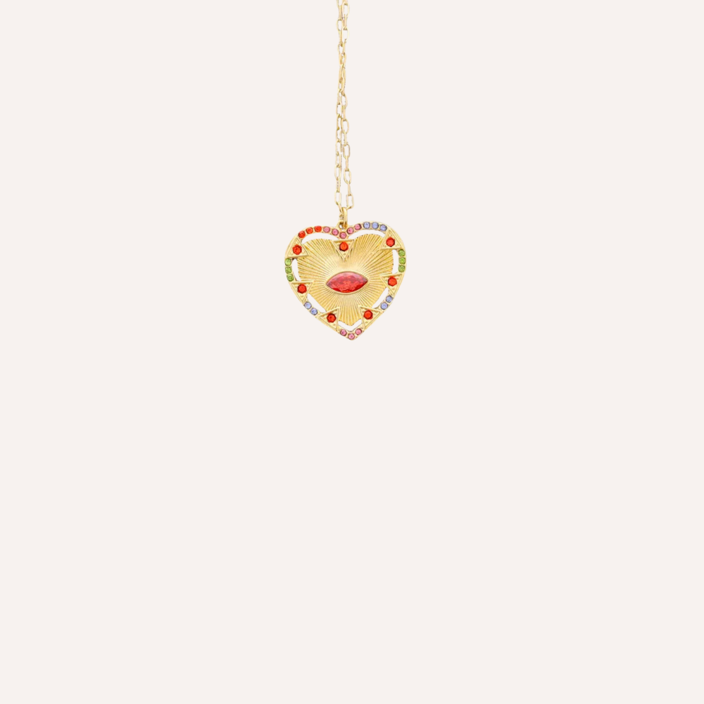 Collana con pendente a cuore e cristalli colorati – Collana Rainbow Heart