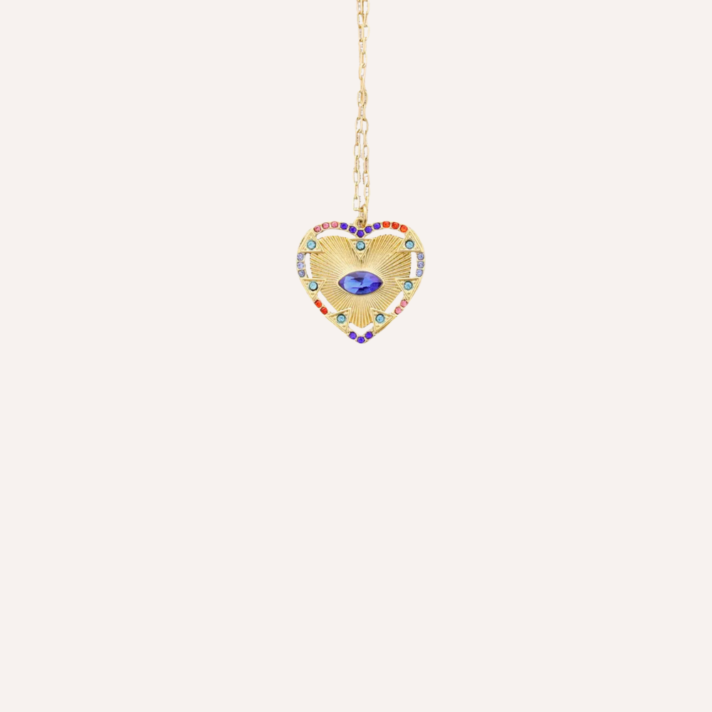 Collana con pendente a cuore e cristalli colorati – Collana Rainbow Heart