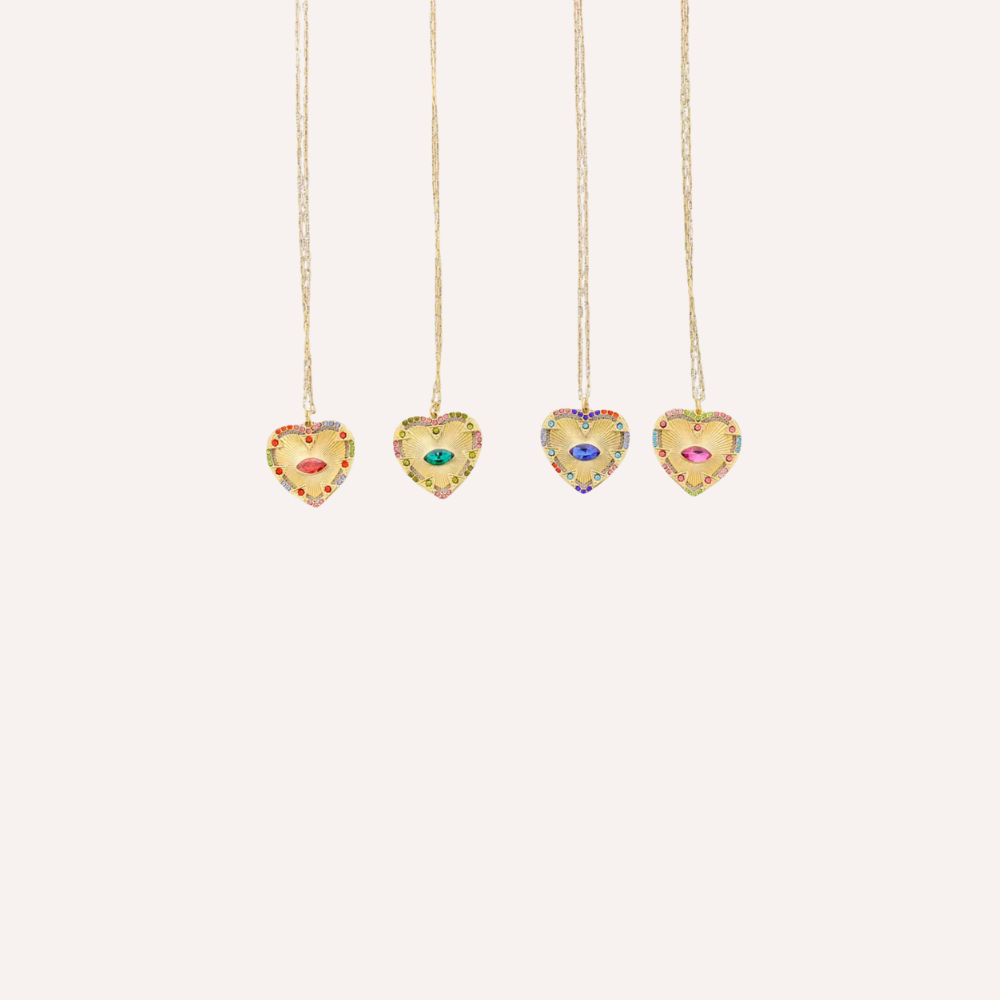 Collana con pendente a cuore e cristalli colorati – Collana Rainbow Heart
