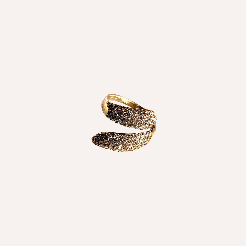 Anello aperto con cristalli – Anello Wave Pavé