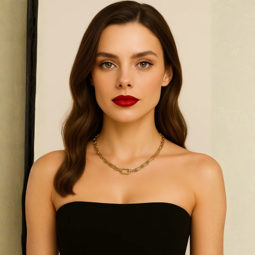 Collana a catena con dettaglio pavé – Collana Link Shine