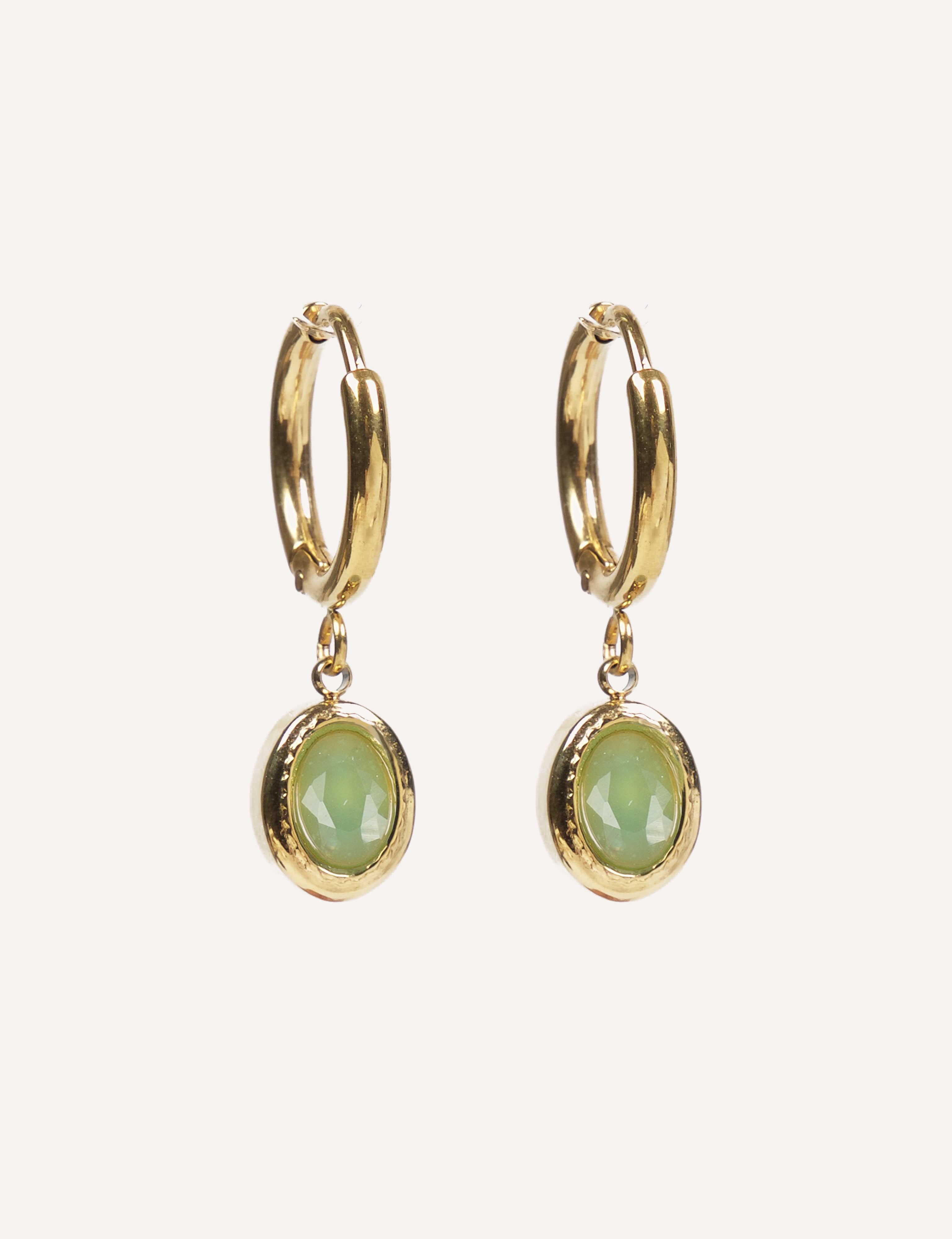 Orecchini con pietra ovale pendente – Maia