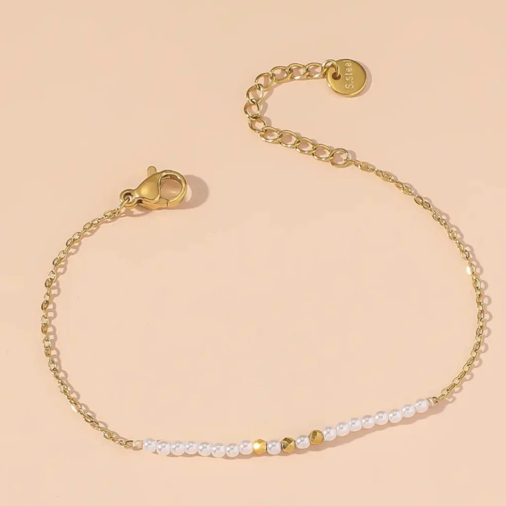 Set di bracciali dorati e perle – Set Luminosa