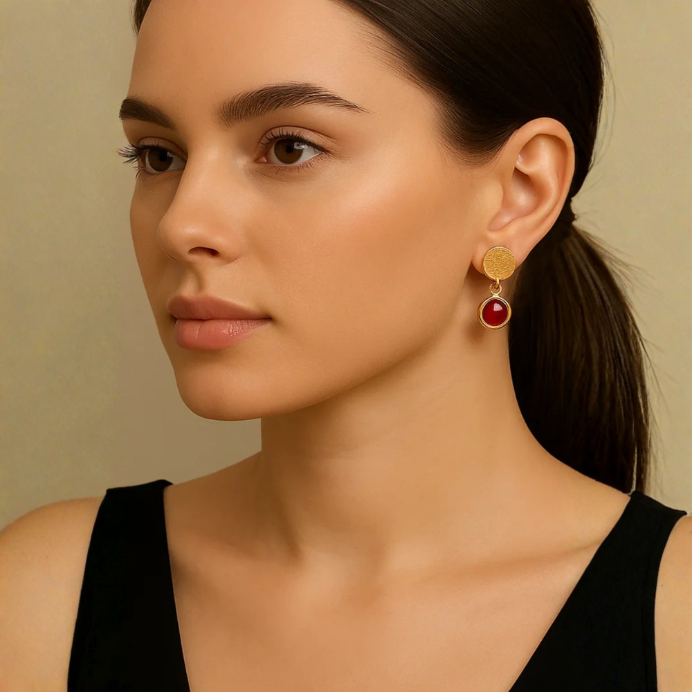 Orecchini con pietra tonda pendente – Vega