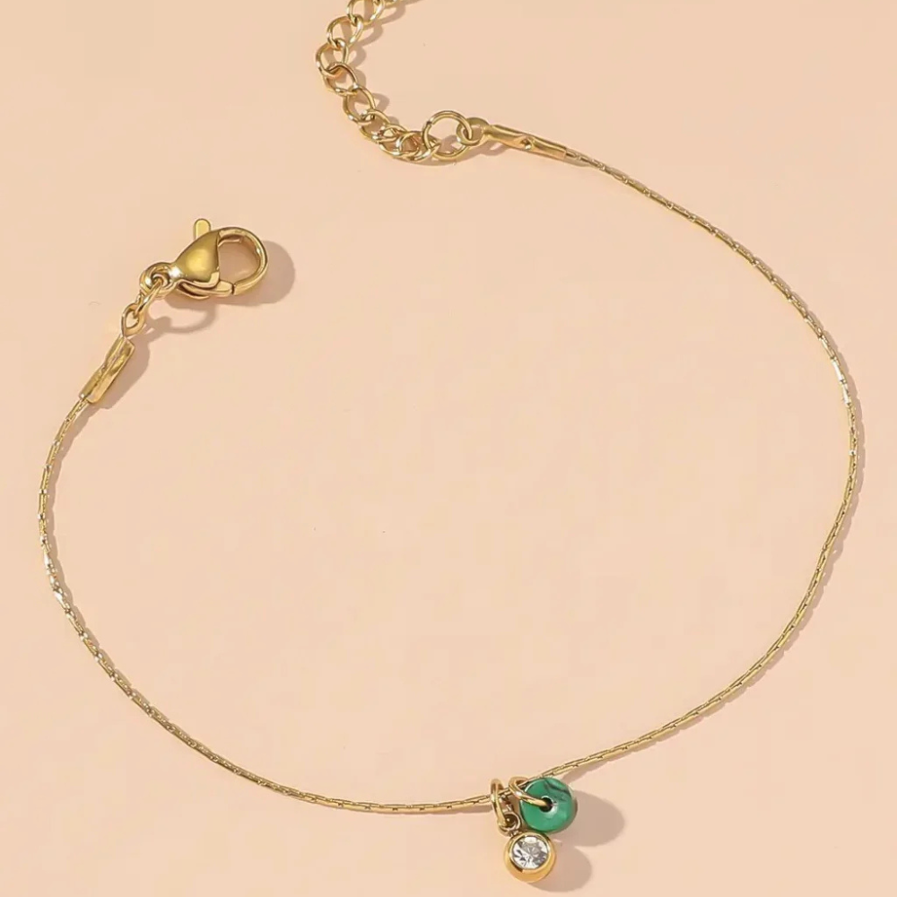 Set di bracciali dorati con ciondoli verdi – Set Lucky Charm