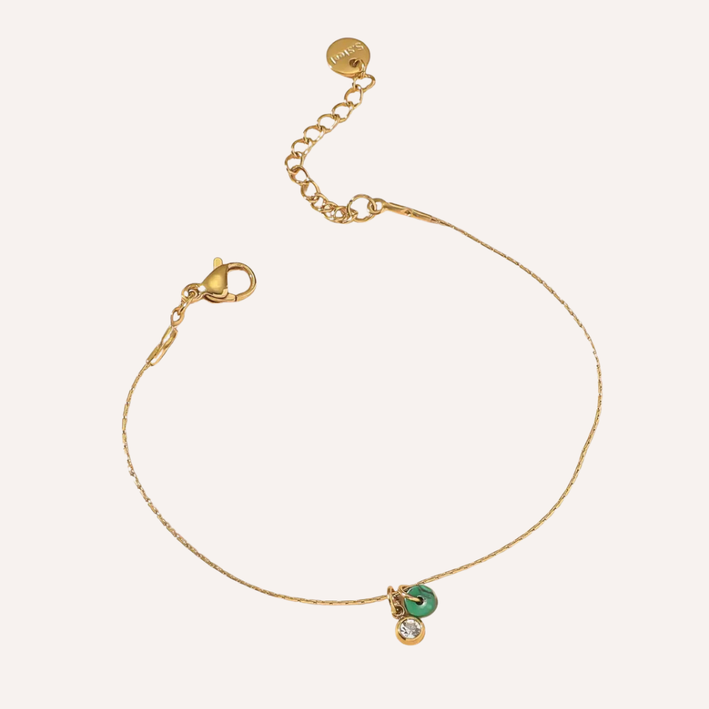 Set di bracciali dorati con ciondoli verdi – Set Lucky Charm