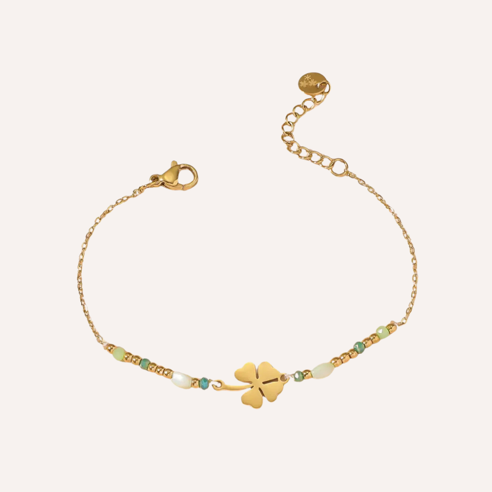 Set di bracciali dorati con ciondoli verdi – Set Lucky Charm