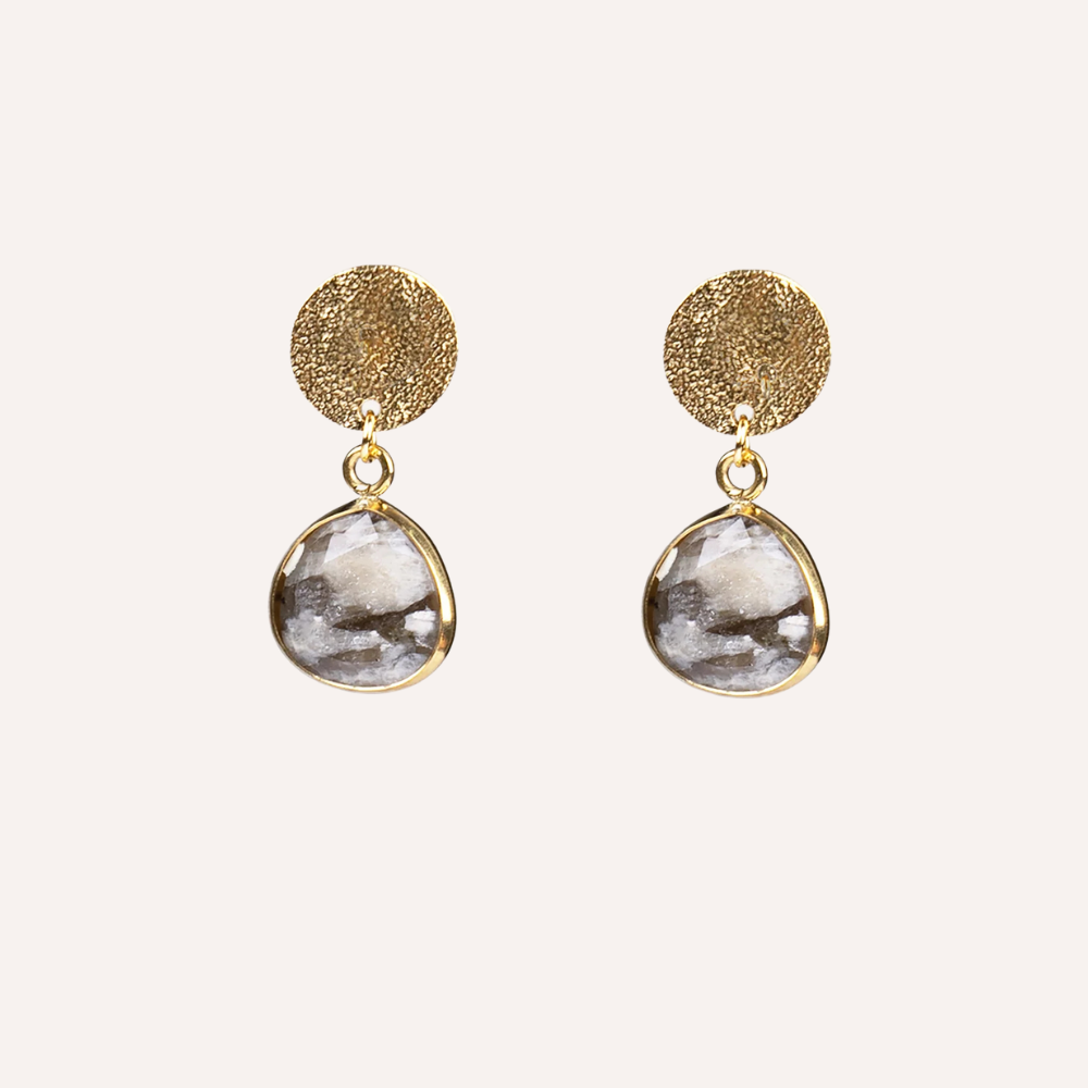 Orecchini con pietra tonda pendente – Vega