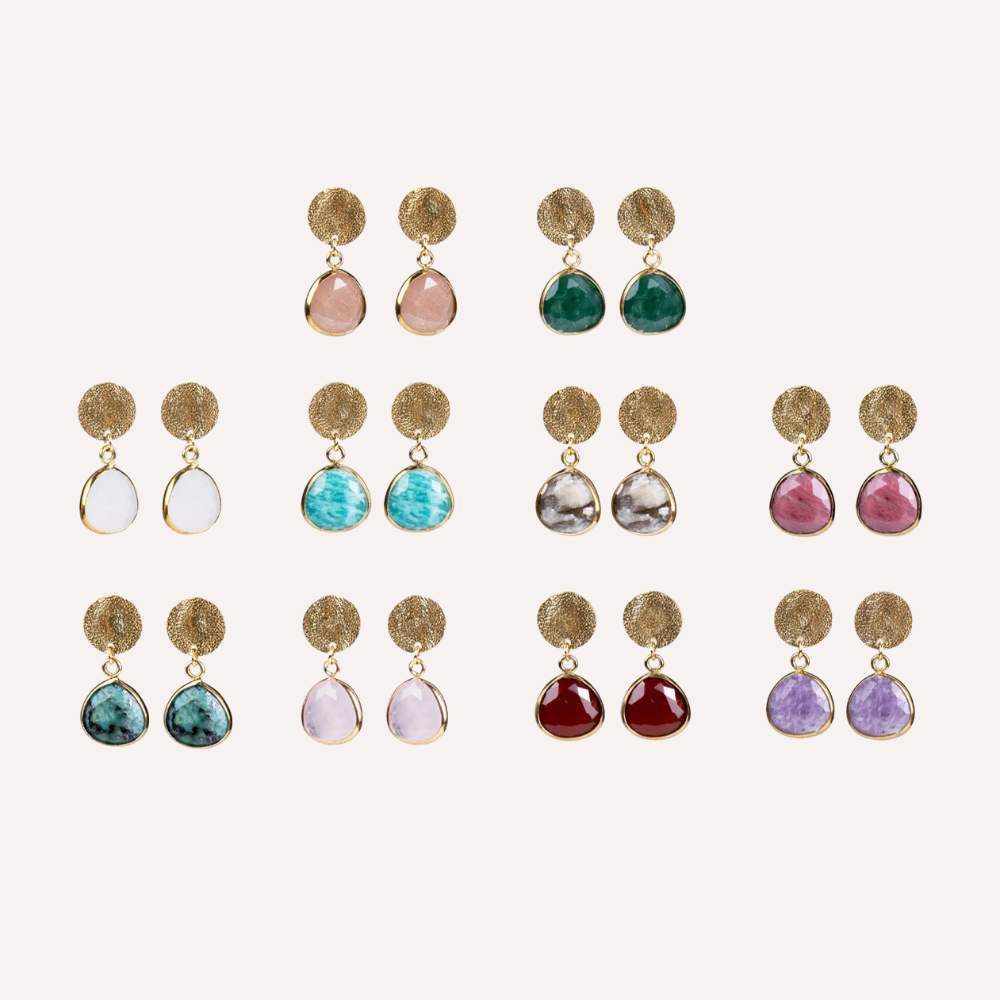 Orecchini con pietra tonda pendente – Vega