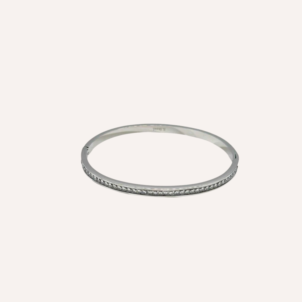 Bracciale rigido sottile con zirconi – Bracciale Linea di Luce