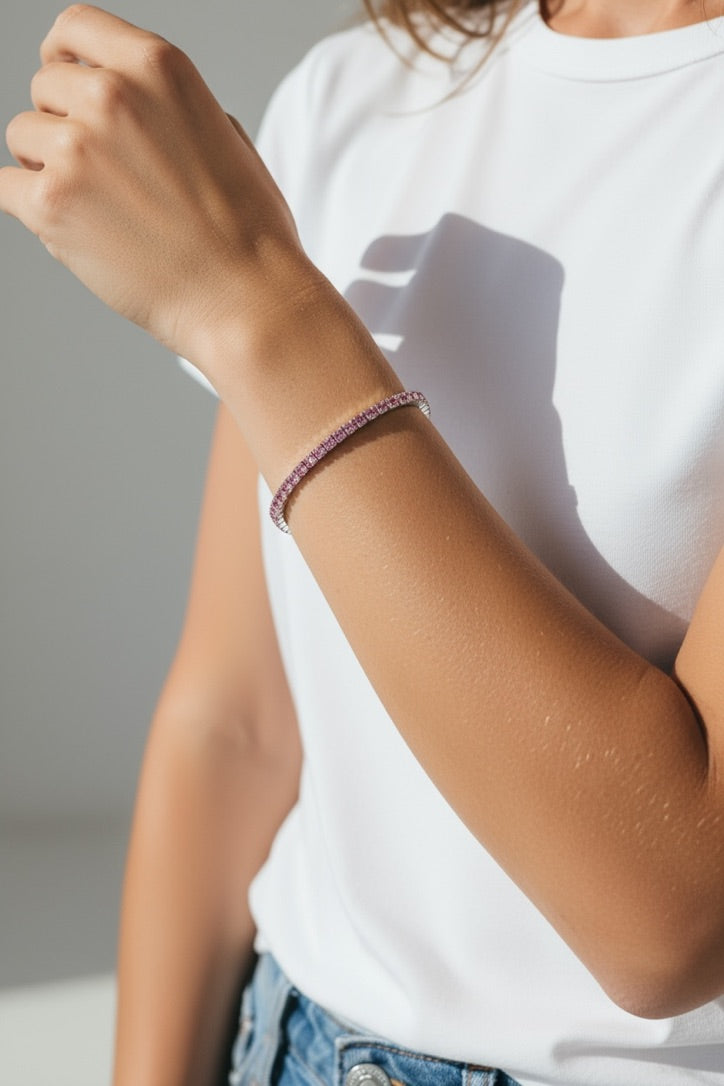 Bracciali tennis con zirconi colorati piccoli – Tennis Luxe