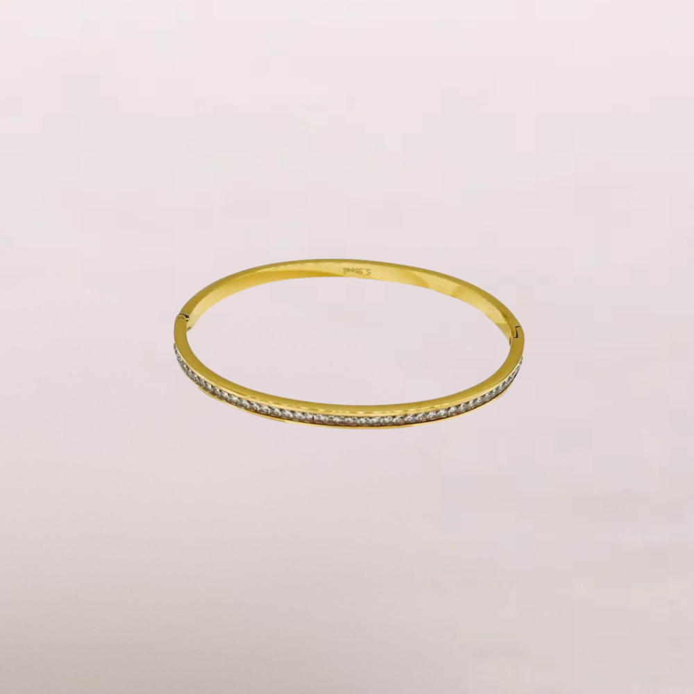 Bracciale rigido sottile con zirconi – Bracciale Linea di Luce