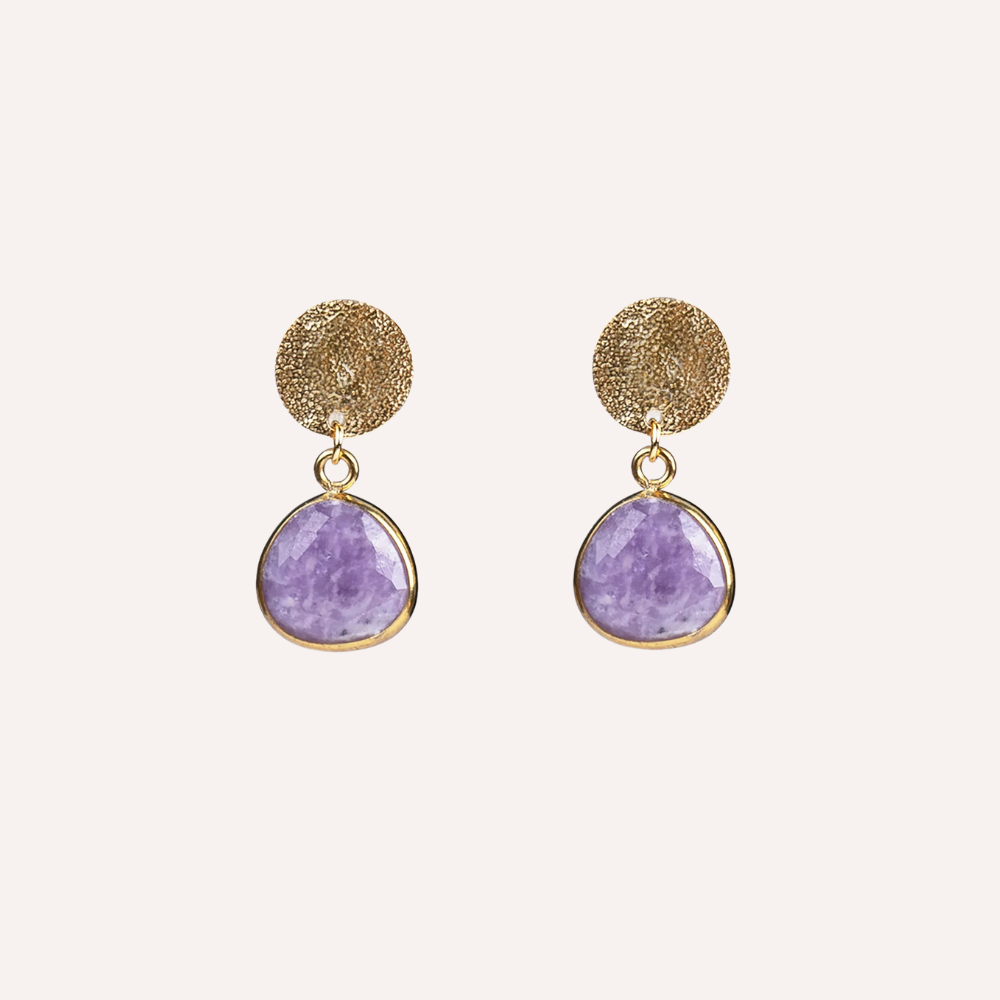 Orecchini con pietra tonda pendente – Vega