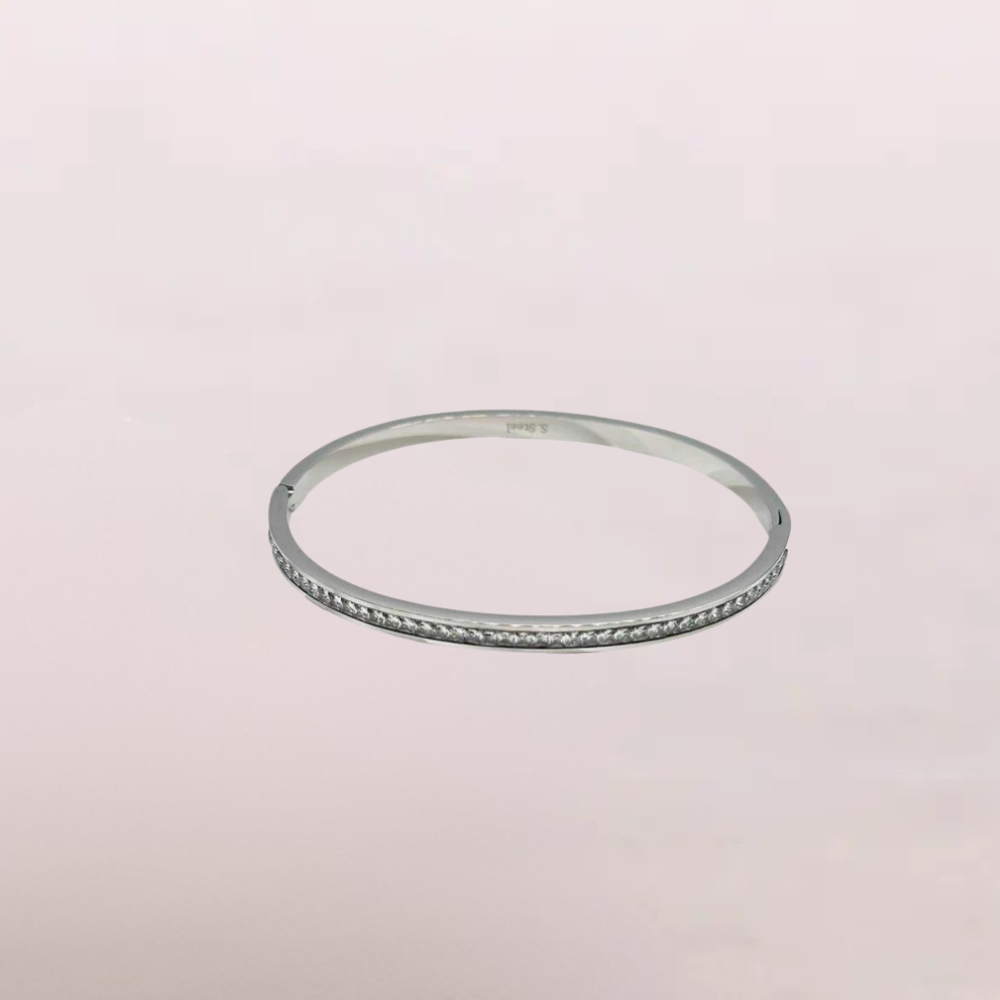Bracciale rigido sottile con zirconi – Bracciale Linea di Luce