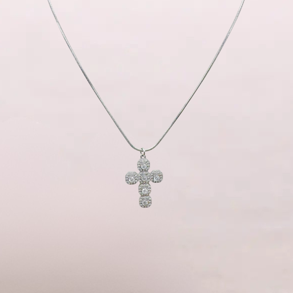 Collana con croce di zirconi – Collana Cross Shine