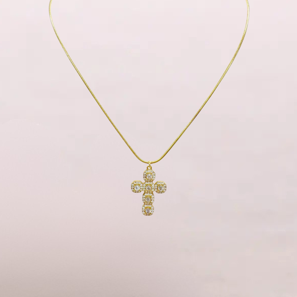 Collana con croce di zirconi – Collana Cross Shine
