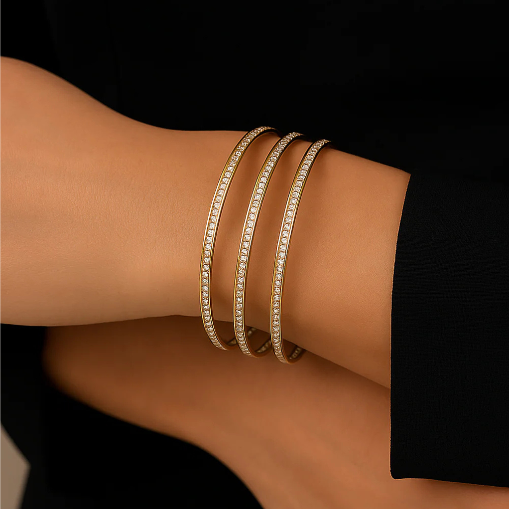 Set di bracciali rigidi con zirconi – Set Bangles Shine