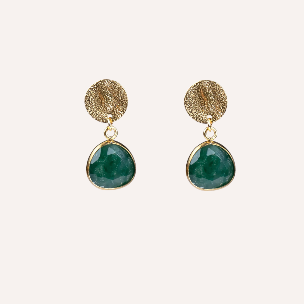 Orecchini con pietra tonda pendente – Vega