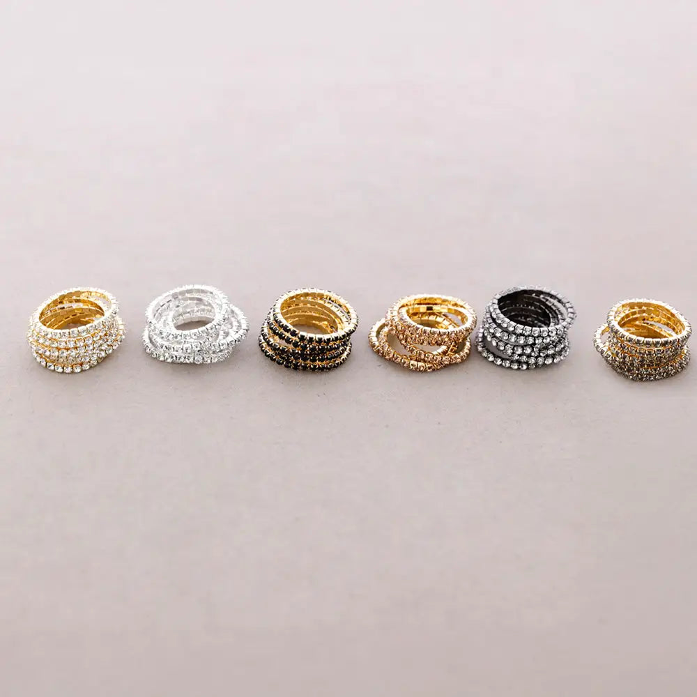 Set di anelli elastici con cristalli – Anelli Spark