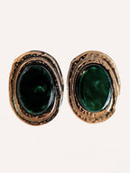 Orecchini ovali con pietra effetto cabochon – Collezione Vintage Gem