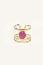 Anello dorato con pietra fucsia - Nova
