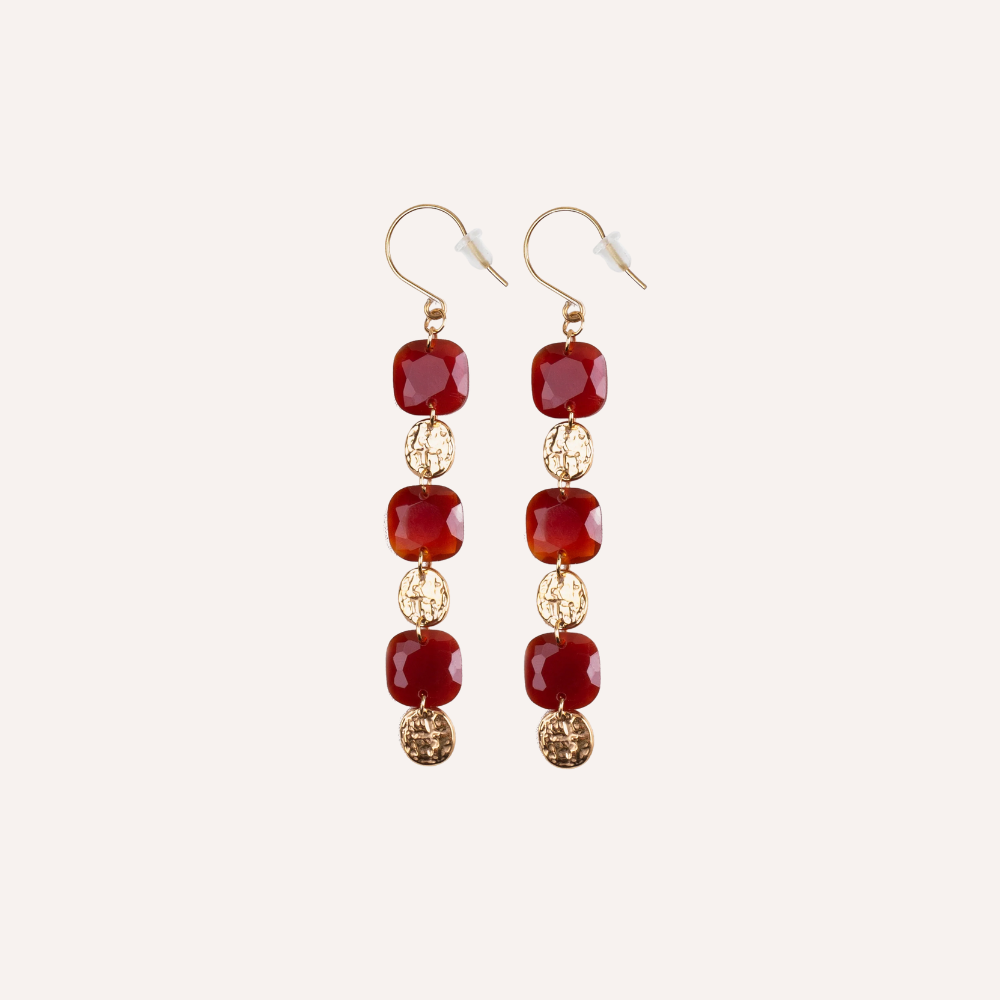 Orecchini con pietre naturali e dettagli dorati – Moon