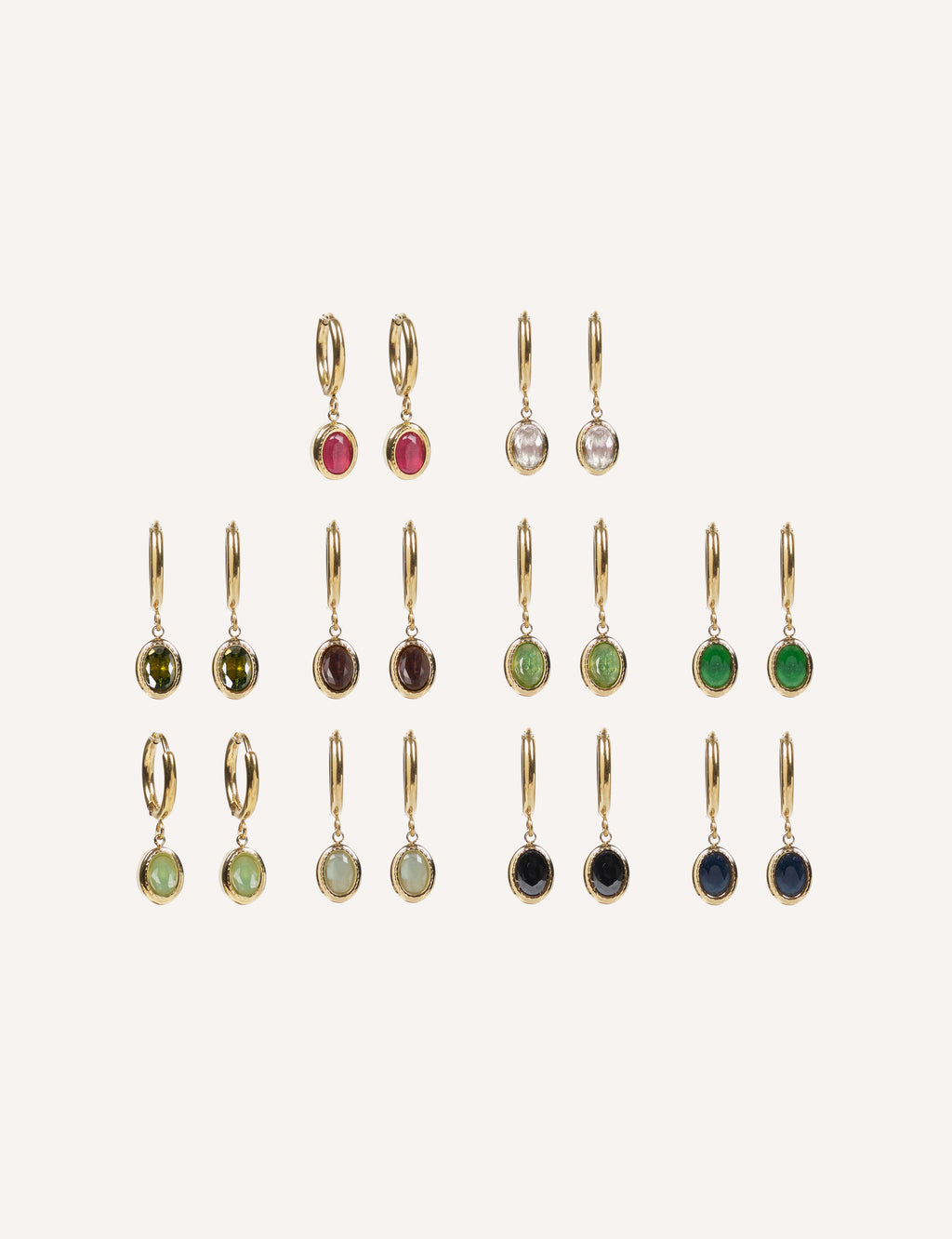 Orecchini con pietra ovale pendente – Maia