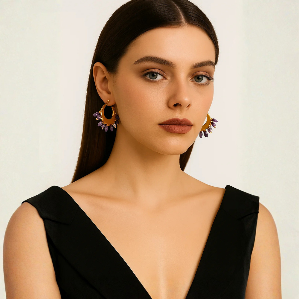 Orecchini a cerchio con pietre - Elettra