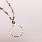 Collana con pendente a cerchio e perle naturali - Saturn