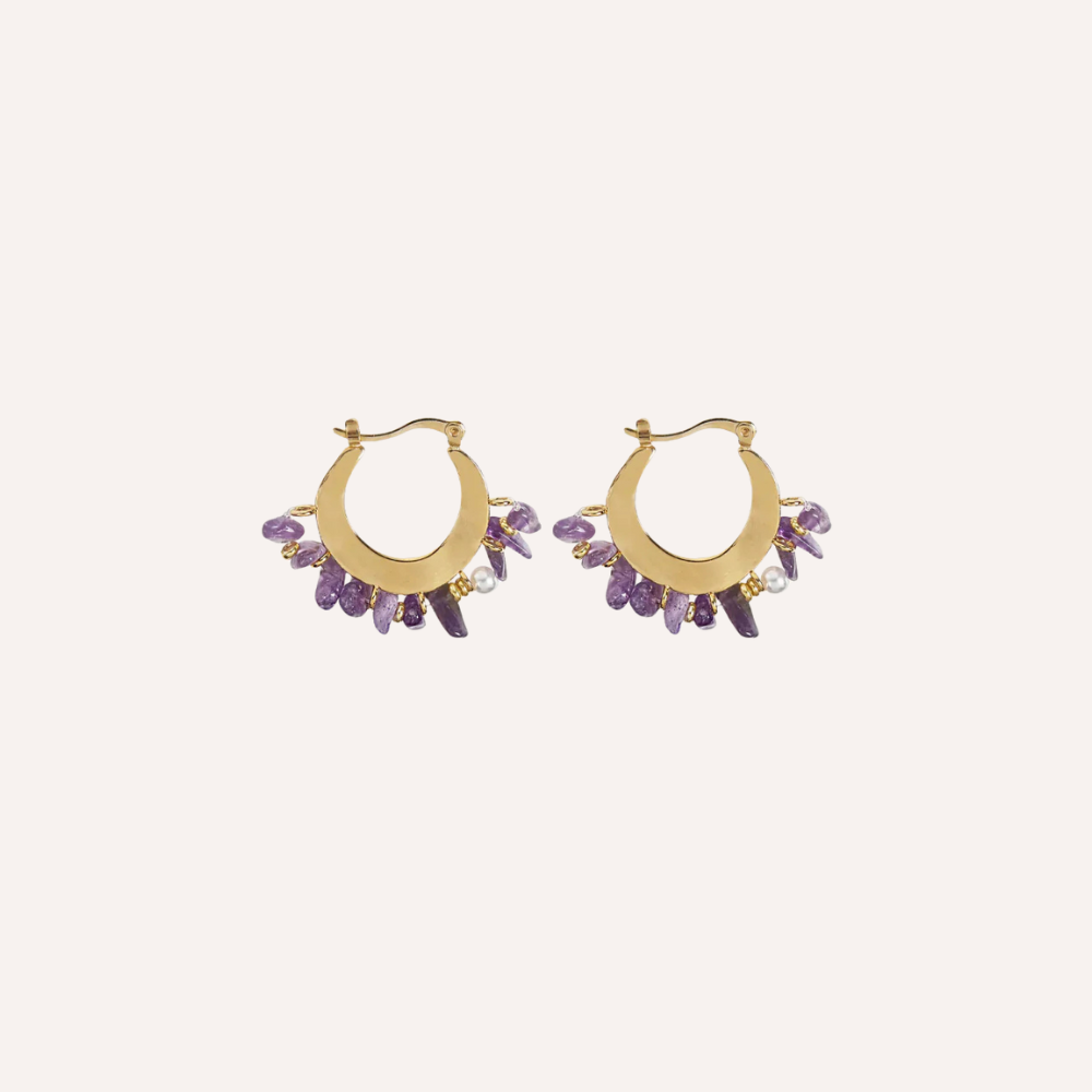 Orecchini a cerchio con pietre - Elettra