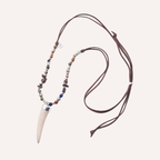 Collana con pendente a dente e perle naturali - Cornus Bianco