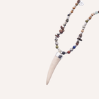 Collana con pendente a dente e perle naturali - Cornus Bianco