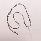 Collana con pendente a dente e perle naturali - Cornus Bianco