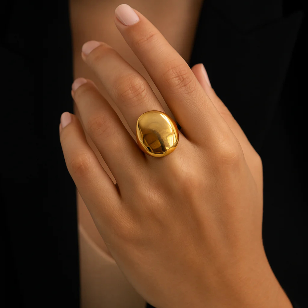 Anello bombato dorato - Glow