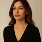 Collana con pendente dorato e dettagli in pietra – Rayo