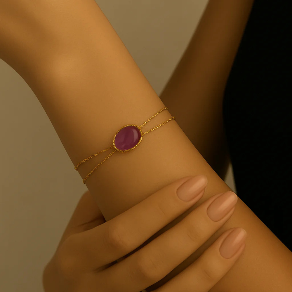 Bracciali dorati con pietre naturali – Selene