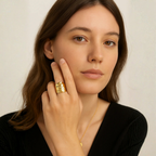 Anello dorato effetto martellato - Poseidone