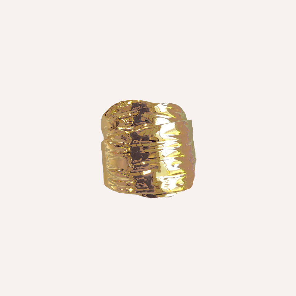 Anello dorato effetto martellato - Poseidone