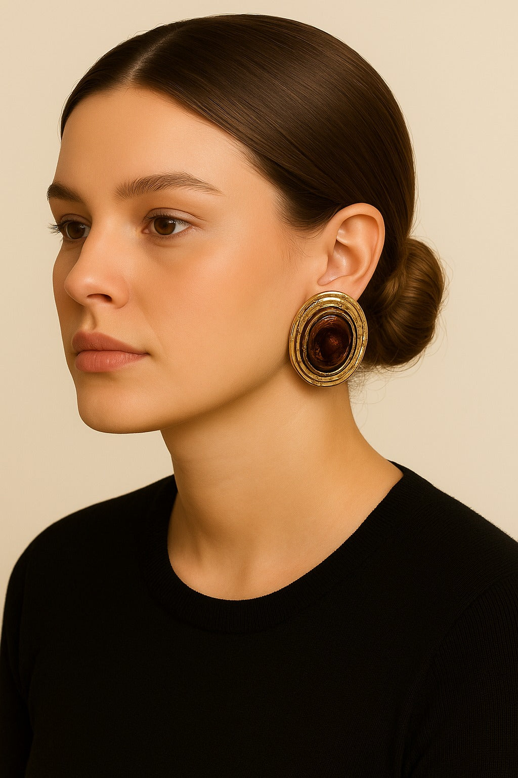 Orecchini ovali con pietra effetto cabochon – Collezione Vintage Gem