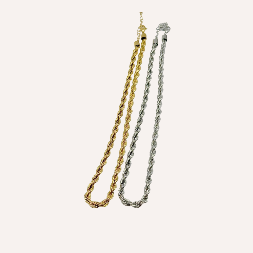 Collana a corda intrecciata in acciaio – Collana Corda