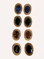 Orecchini ovali con pietra effetto cabochon – Collezione Vintage Gem