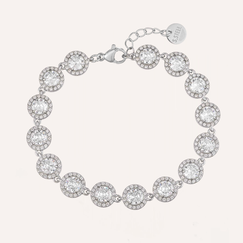 Bracciale con zirconi tondi incastonati – Bracciale Halo