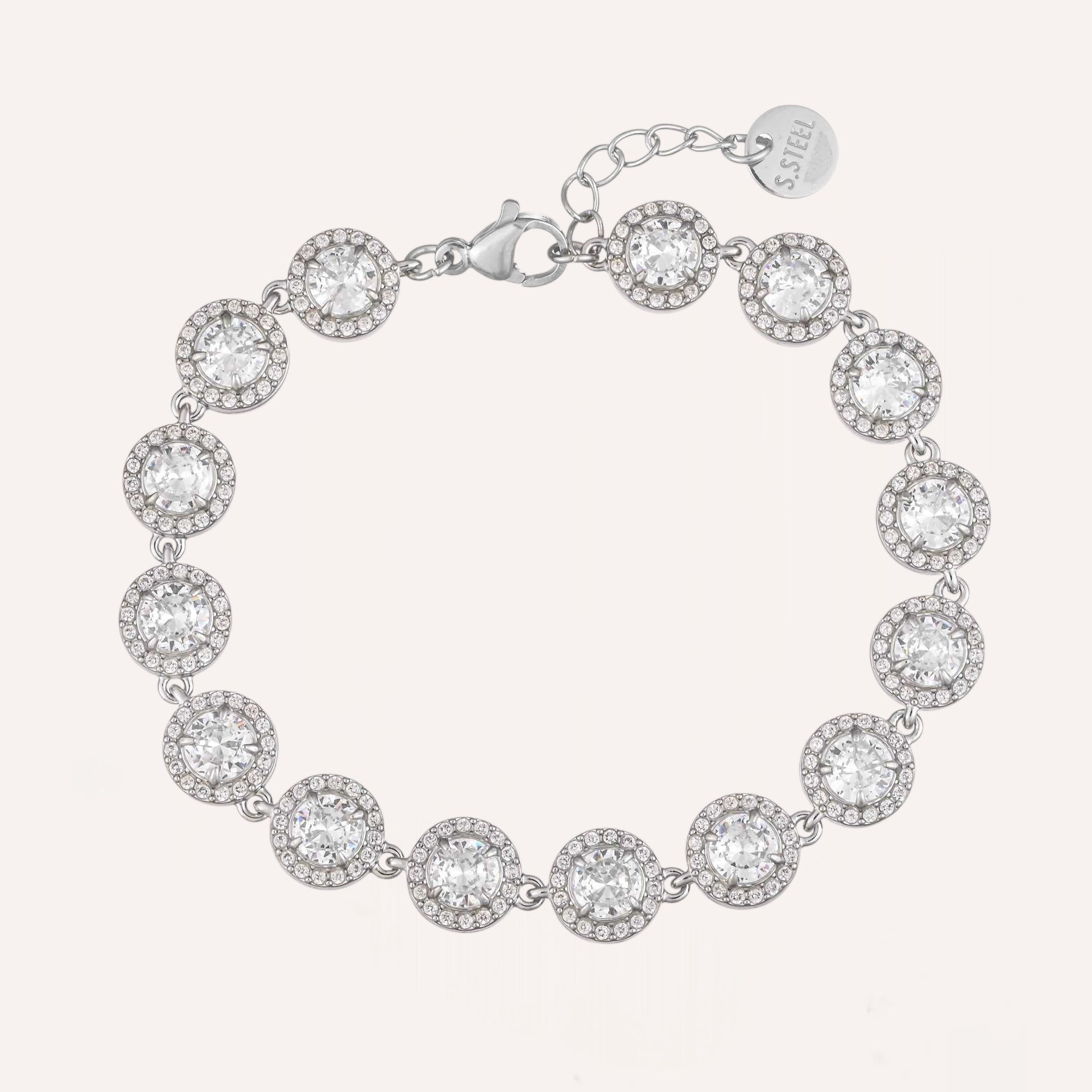 Bracciale con zirconi tondi incastonati – Bracciale Halo