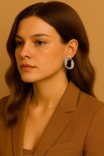 Orecchini ovali con cristalli – Orecchini Nara